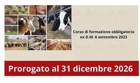 Formazione obbligatoria per operatori zootecnici prorogata a dicembre 2026